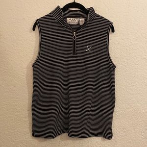 AW Golf Allyson Whitmore Striped Shirt Sleeveless Golf Shirt Woman Xl